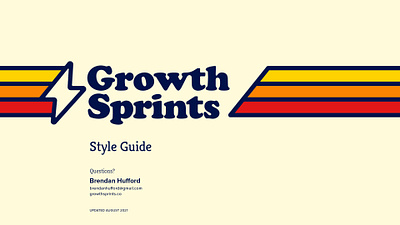 Growth Sprints Brand Style Guide Pages bold branding bright clean cooper energetic fast lightning bolt quick retro soft style guide vintage