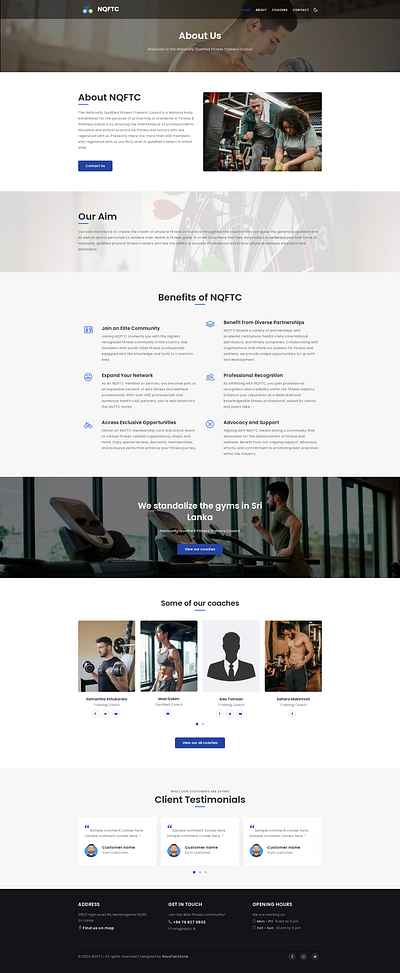 The Work of the Nationally Qualified Fitness Trainers Council ui ux web design