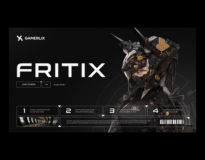 Fritix - Gamerlix / Main page ai anime branding concept cool design cyberpunk dark design design figma future game design graphic design landing main page race game sci fi ui ux web design website