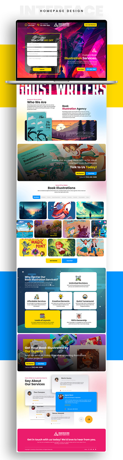 Landing Page - American Ghost Writers branding creative design design graphic design illustration landing page logo ui ux web design web layout website