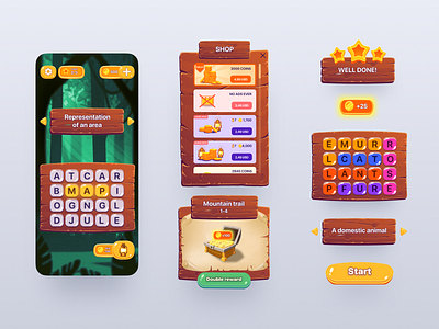 Word Game UI Kit buttonui level settings shop uikit