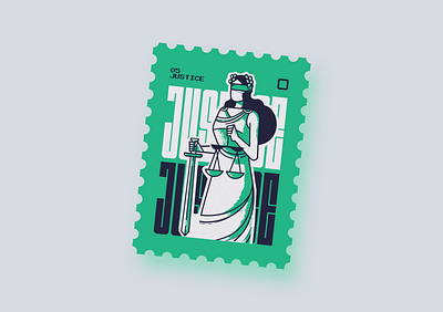 Justice stamp character illustration stamp