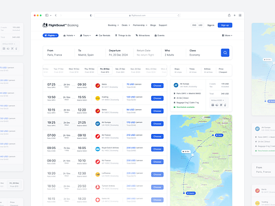 FlightScout™ - Flight Search Screen booking booking app flight booking map plane product design travel app travel trip ui design ux web design