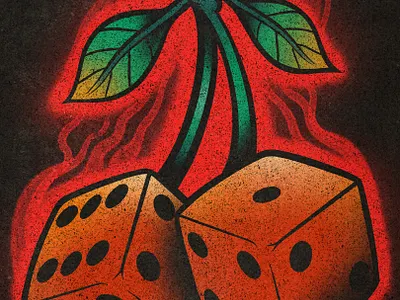 CHERRY DICE digital illustration illustration retro illustration