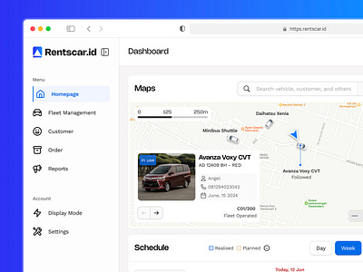 Rentscar.id : Fleet Booking Management Web App booking car car chart classy dashboard minimalism modern rent car saas web app white