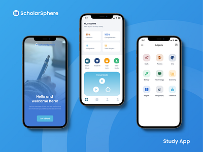 Study App UI Screens - ScholarSphere app design mobile ui study app