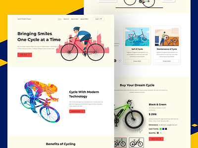 Cycle Haven || Pioneering Cycle Shop Landing Page Design baby cycle baby toy bicycle cycle ecommerece exercise home page landing page market place modern design online market product scooter shop sports store ui design ux design web website