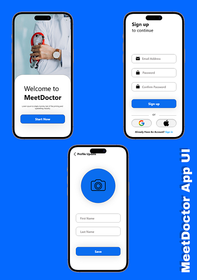 Welcome to MeetDoctor App app app ui design designconcept login medicalapp meetdoctor mobiledesign moblie uiuxdesign