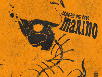 Marine Harmony Poster artwork black and orange dead fish digital art digital drawing fish fish design fish illustration fish skeleton illustration illustrations orange original art original drawing original type poster poster design print skeleton sketch