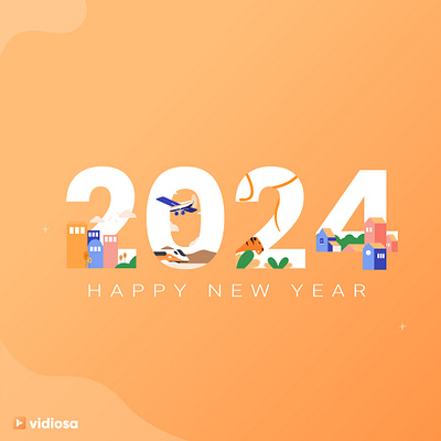 Happy New Year Concept 2024 2024 animation art cartoonillustration design elements illustration new year trending design