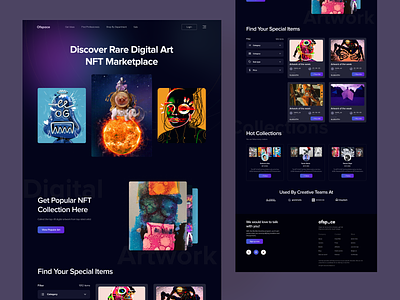 NFT Marketplace I Ofspace bitcoin blockchain creative ui crypto crypto exchange dark design dark landing page design digital art ethereum landing page ofspace token ui wallet website design website design ui