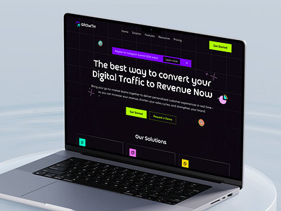 Growth - Digital traffic revenue generator platform branding component dark theme design fintech graphic design illustration layout logo morden design neon theme ui uidesign uiux uxdesign web design