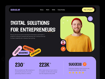 Digital Solutions : Website Hero Section bold clean design digital digital solutions entrepreneurs landing page landingpage ui ux webdesign website