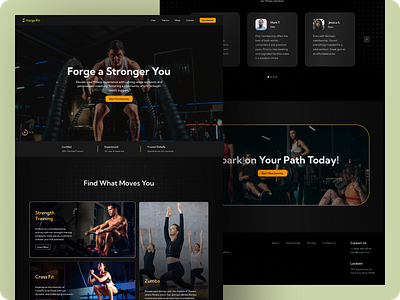 Forge Fit: Fitness Training Website Design branding design figma fitness gym health training ui uidesign uiux user experience user interface ux website workout zumba
