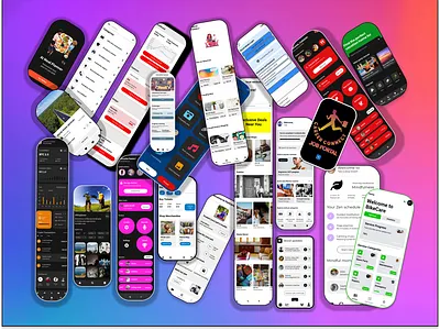Multiple Mobile applications designs 3d animation app branding design graphic design illustration landing page logo mobile application design saas landing page ui vector webiste design