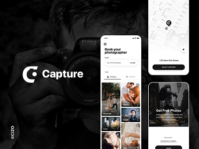 Capture- A Photographer Booking App android appdesign booking branding cizo design figma ios mobileapp photography ui ux