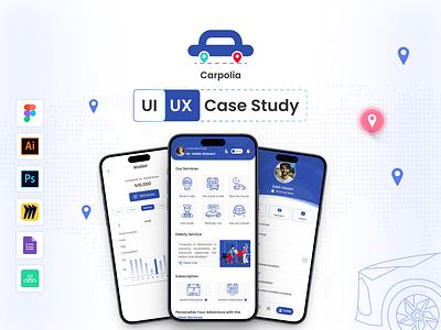 Carpolia (Transportation Service Mobile App) basic framework brand identity car rent app car share app driver share figma miro hire driver app hire rider lean ux mobile app ui prototype rental app ride share app transport app uber service app ui design uiux uiux case study ux research wireframing