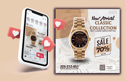 Social Media Post Design | Watch brand branding facebook graphic design instagram post product ui watch watches