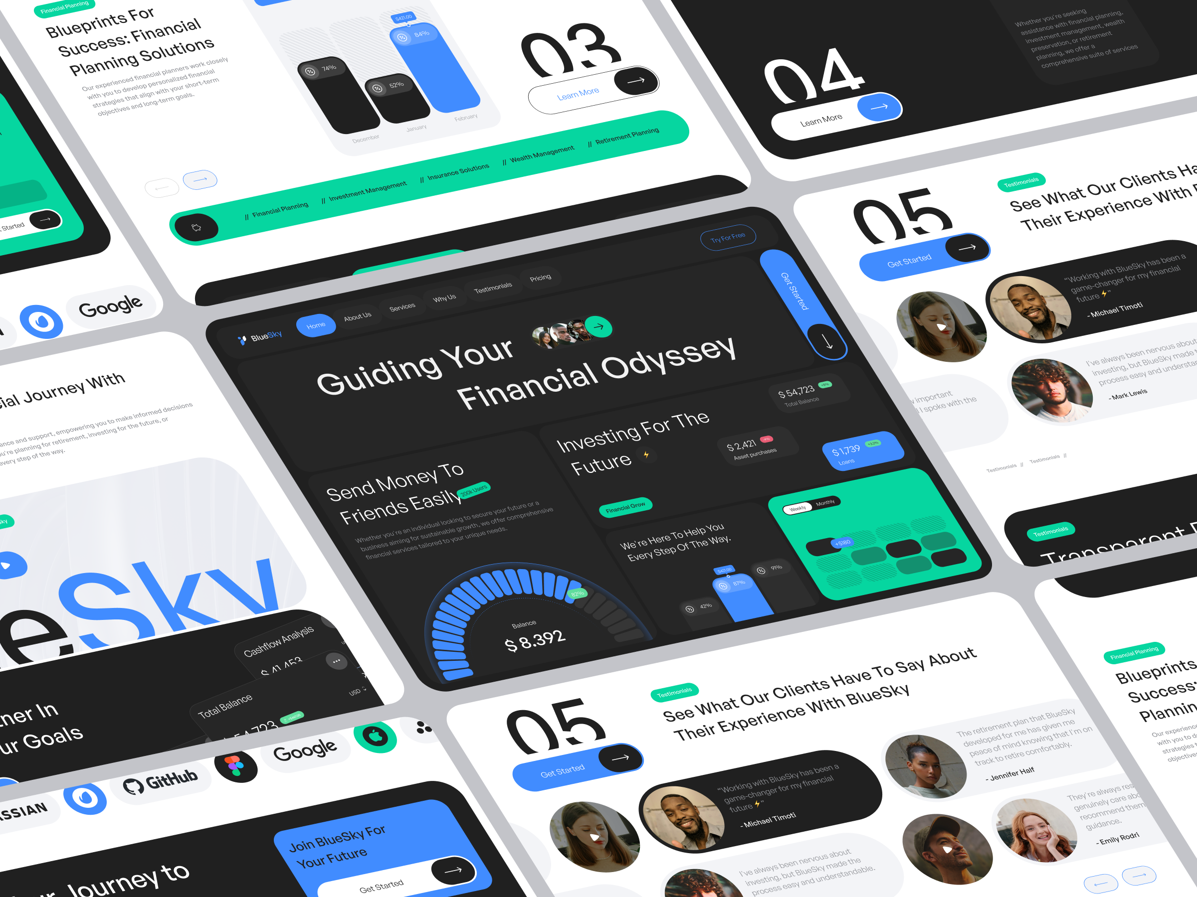 BlueSky - Financial Landing Page analytics card chart design finance graph header landing page money popular product design saas statistic typography ui uiux ux web design website