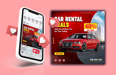 Social Media Post Design | Car Rental 3d brand branding car design facebook graphic design instagram logo post rental social media post design ui