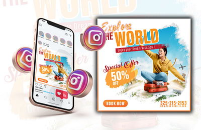 Social Media Post Design | Traveling brand branding design facebook graphic design illustration instagram logo post travel traveling ui