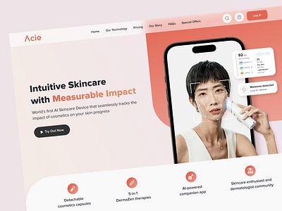 Beauty Tech | Website Design beauty landing page mobile pp skincare ui website