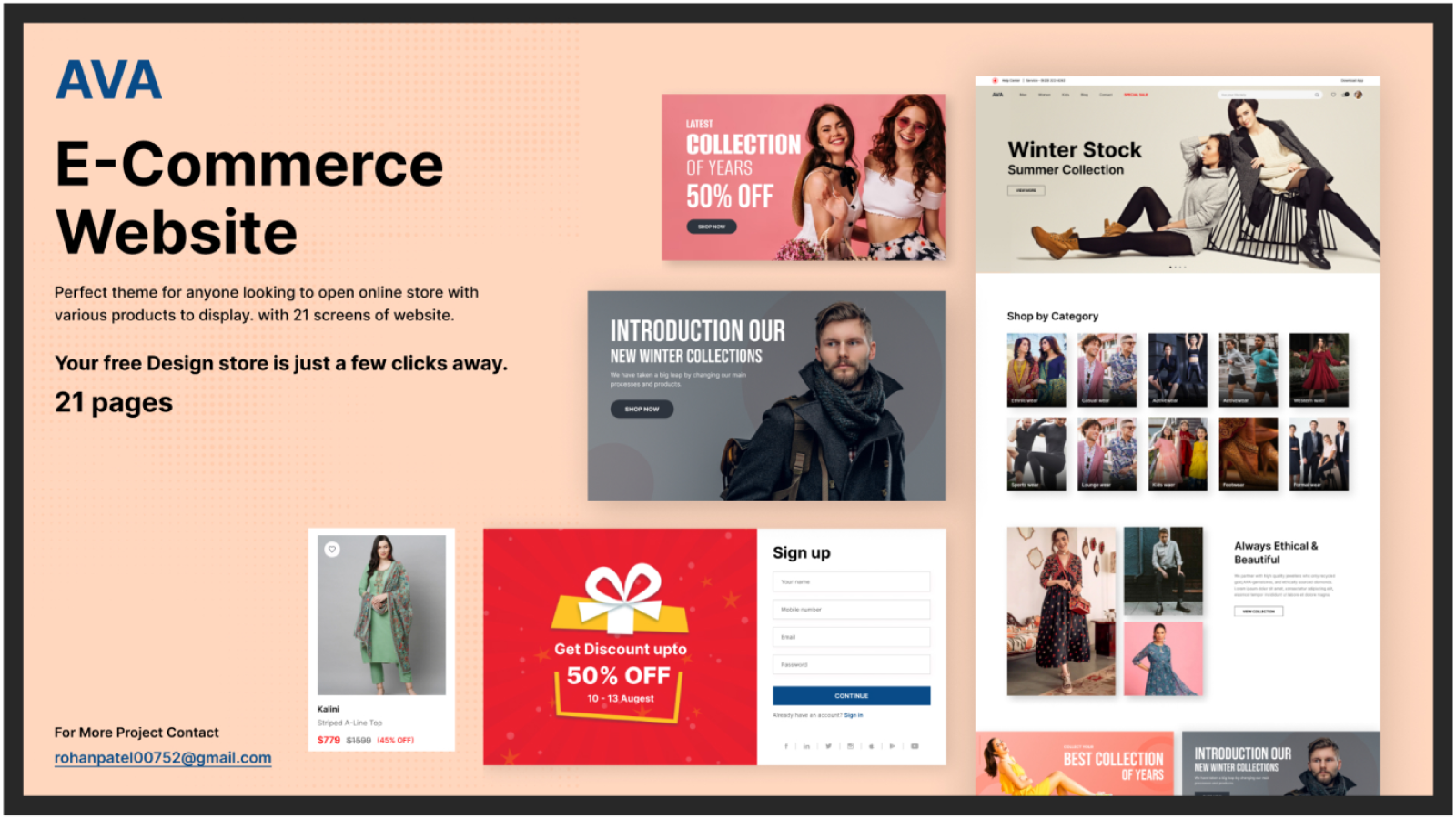 eCommerce website about page branding checkout creative design designer dribbble ecommerce fashion figma home page landing login offer product page shopping ui ux website women