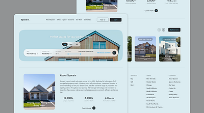 Spacein - Real Estate Website design challenge homepage landing page minimalistic property real estate ui uiux design website