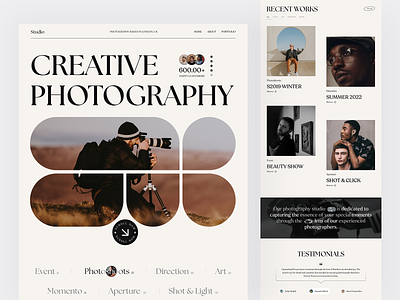 Photography Landing Page agency design header homepage illustration landing page landing page design landingpage logo photography studio ui uiux ux web web design webdesign website website design webui