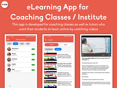 eLearning App for Coaching & Institutes by Rappid Technologies app development college education graphics learning schools ui website