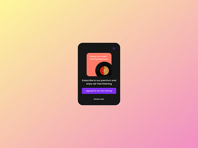 Popup for a music streaming app ui