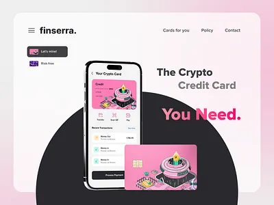 Crypto Credit Card Concept | UI Practice blockchain credit card crypto hero banner landing page mobile app ui website