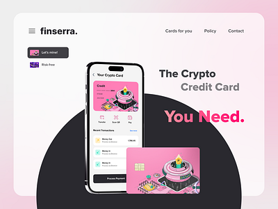 Crypto Credit Card Concept | UI Practice blockchain credit card crypto hero banner landing page mobile app ui website