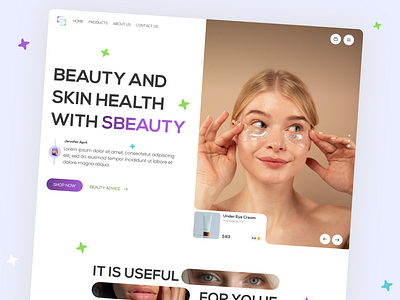 S Beauty - Beauty Product Landing Page beauty beauty products cream make up makeup minimal modern shopping skin skincare ui uiux web web design