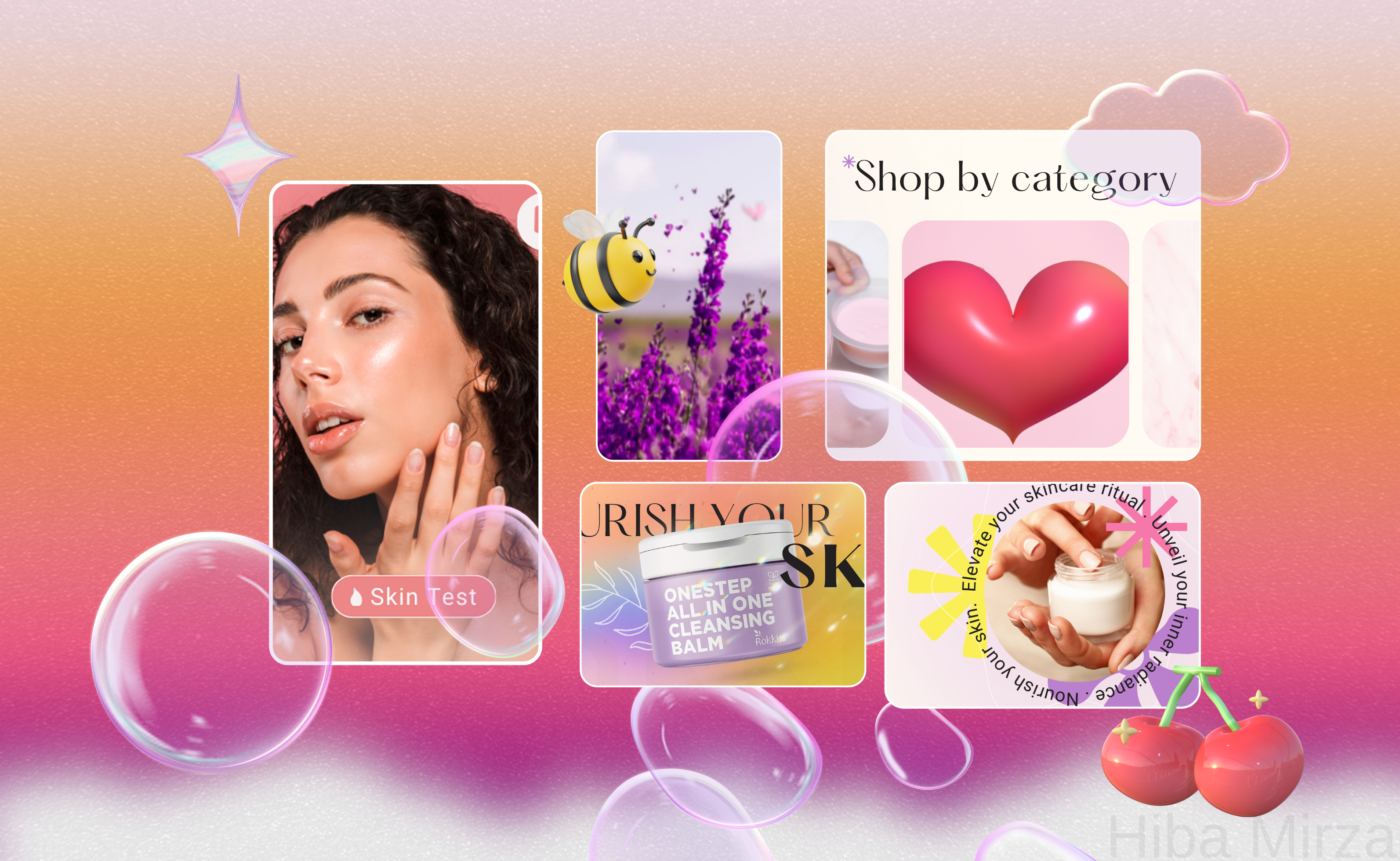 Skin care - 3D Web design 3d animation app design artwork branding bubble text collage creative graphic design illustration logo motion graphics typography ui ux vector