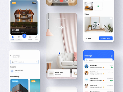 Real Estate App animation architect architecture chat design location map message mobile app mobile app design mobile ui real estate template ui ui kit uidesign video call