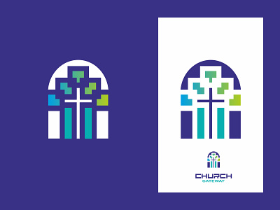 Church Gateway Logo church cross gateway logo religion stained glass