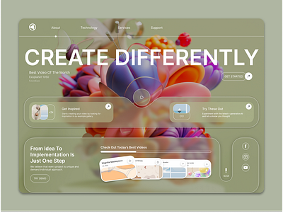 Create Differently - Concept Design design figma glassmophismstyle inspiration minimal productdesign ui uiux uiuxdesign userexperience userinterface ux web webdesign