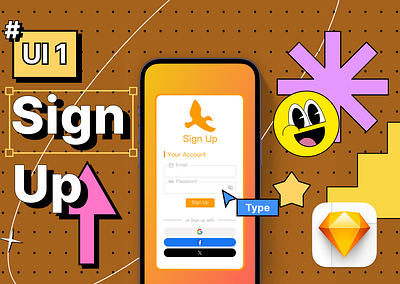 UI 1_Sign Up app dailyui design gradient graphic design light mode sign up sketch ui ui 1