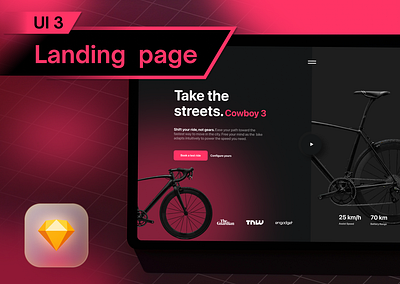 UI 3_Landing page bike dailyui dark mode graphic design ipad landing page pink sketch ui ui 3 website