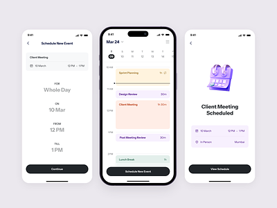 Calendar app design app design agency calendar calendar design clean dvinu dvinu design form form design minimal mobile mobile app design mobile calendar product design scheduling app success screen ui design