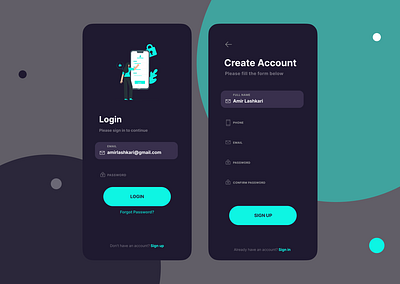 Sign up and Sign in pages for mobile creativelogin design login mobiledesign mobileui mobileux signin signup ui