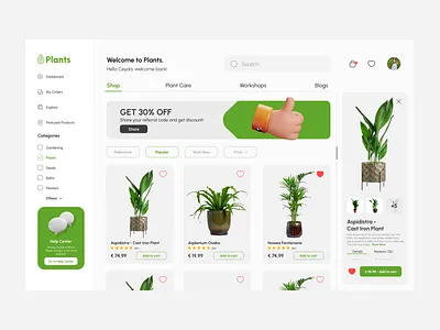 Plant Markeplace ✧ Dashboard ui user interface web design