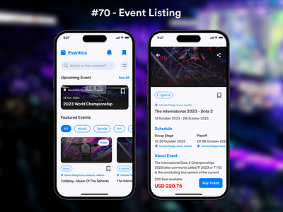 Daily Ui 70 - Event Listing behance dribbble figma ui ux