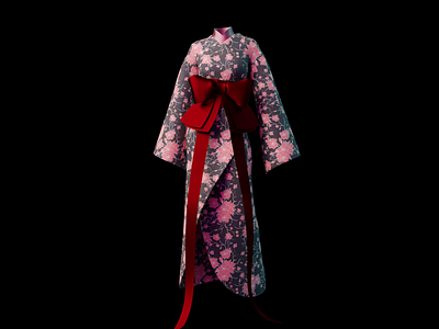 3D Kimono Animation 3d 3dmodel anerin animation blender branding clo3d cloth design digital dress fabric flowers japan japanese kimono motion motion graphics silk texture