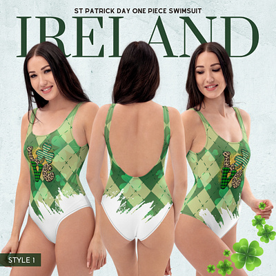 St Patrick Day one piece Swimsuit apparel designer clothing designer design graphic design graphic designer one piece swimsuit swimsuit designer
