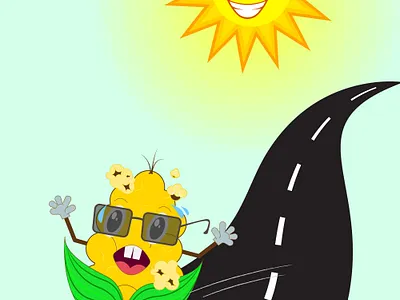 Summer Illustration art graphic design illustrator popcorn running running corn summer sun sweet corn vector
