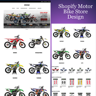 Motor Bike store design using the Shopify platform product page design