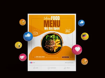 Food Social media post design 3d abstract animation branding design food graphic design logo media menu minimal modern motion graphics post social template trend ui vector