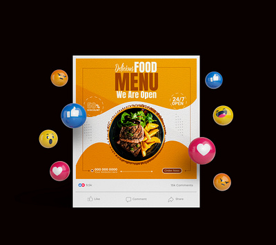 Food Social media post design 3d abstract animation branding design food graphic design logo media menu minimal modern motion graphics post social template trend ui vector